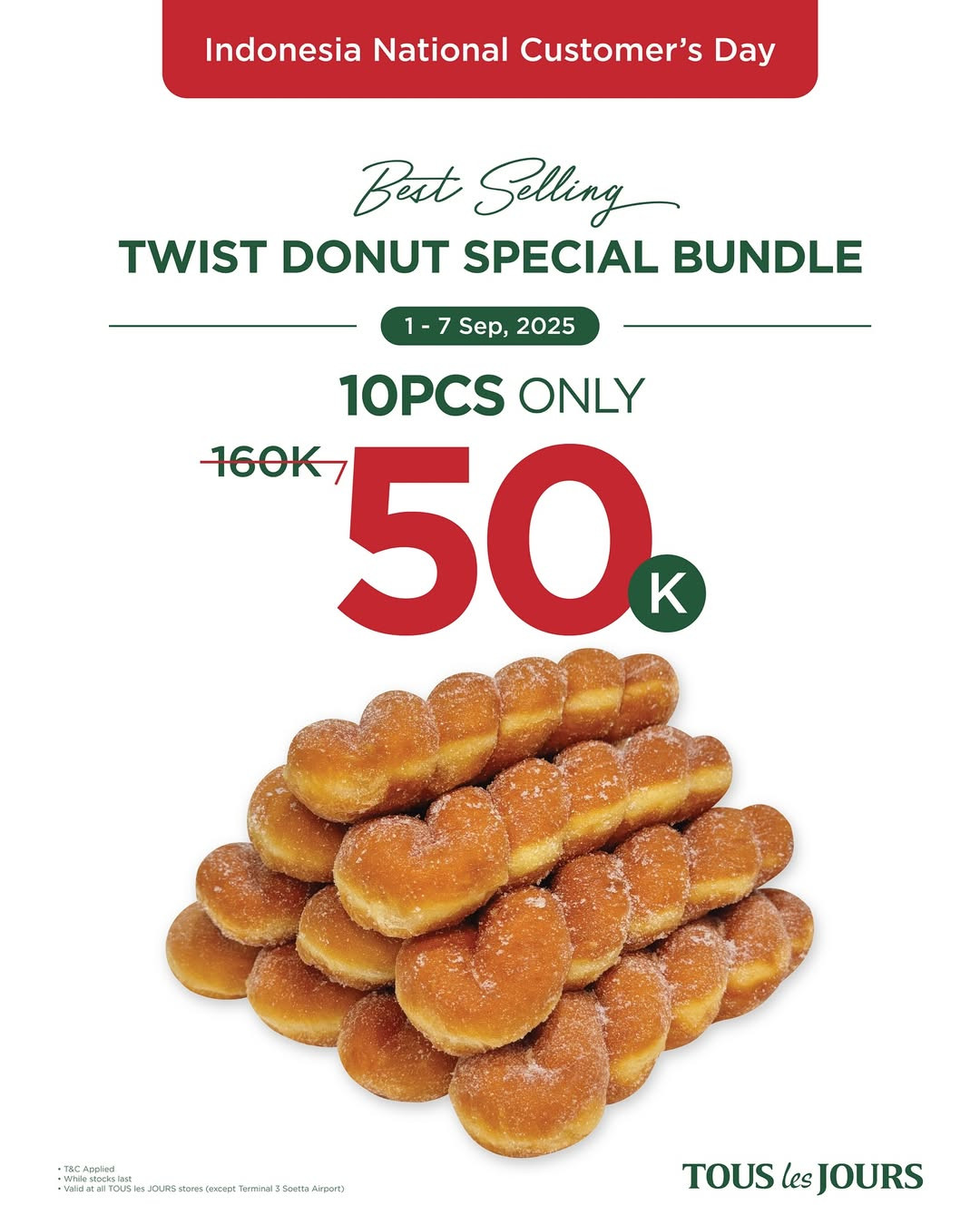 Promo Tous Le Jours National International Customer's Day 10 Twist Donuts Rp 50.000 - Image 2