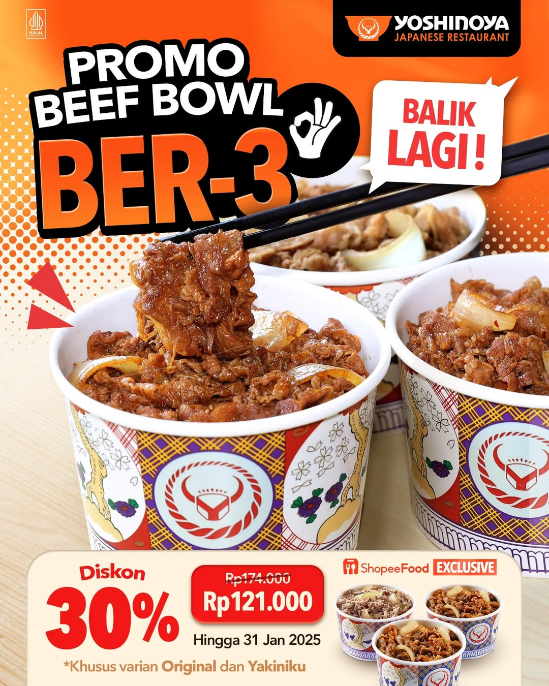 Promo Yoshinoya Beef Bowl Bertiga Diskon 30% - Image 2