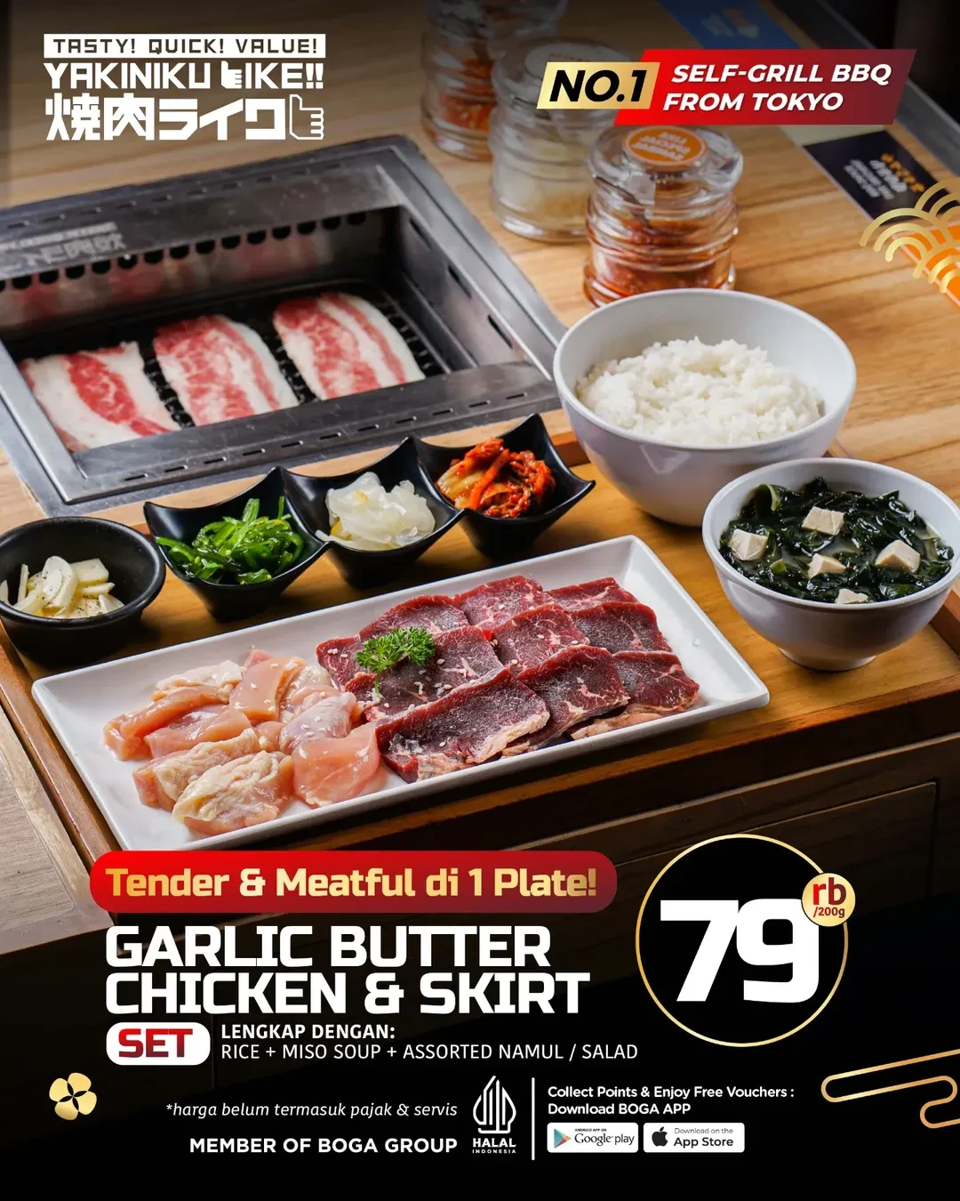 Promo Yakiniku Like Garlic Butter Chicken & Skirt Rp 79.000