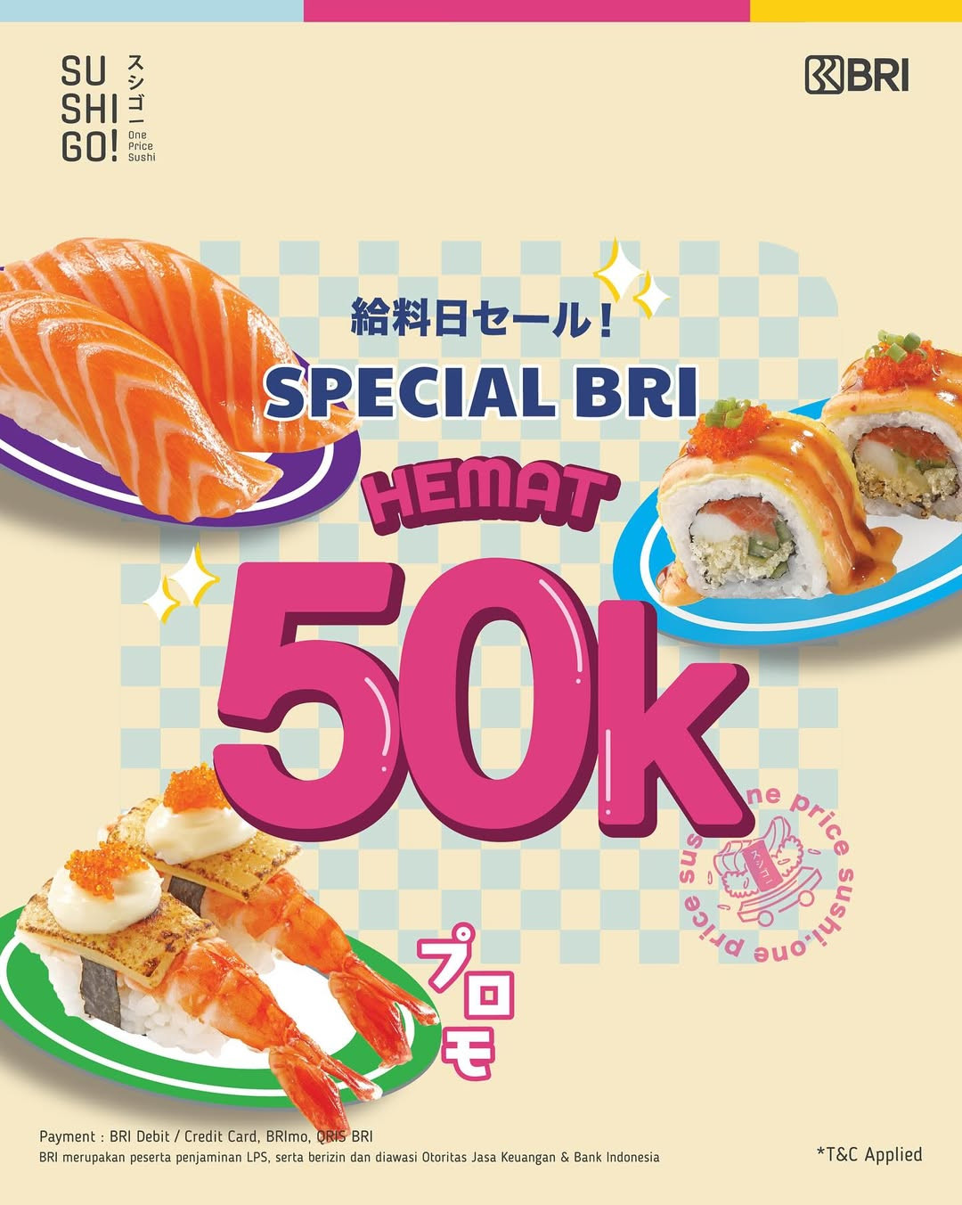 Promo Sushi Go Hemat Rp 50.000 dengan BRI