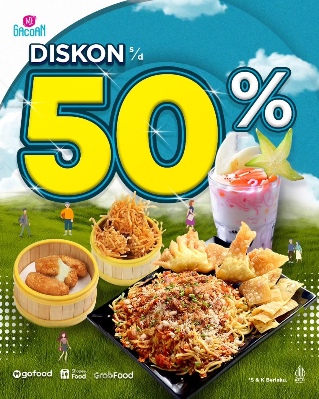 Promo Mie Gacoan Diskon s/d 50%  dengan Gofood, Grabfood, dan Shopeefood
