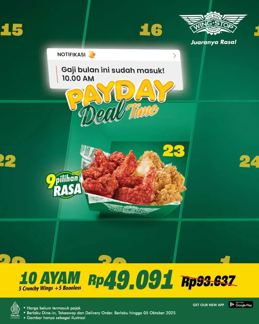 Promo Wingstop Payday Deal 10 Ayam Rp 49 Ribuan s/d 5 Oktober 2025