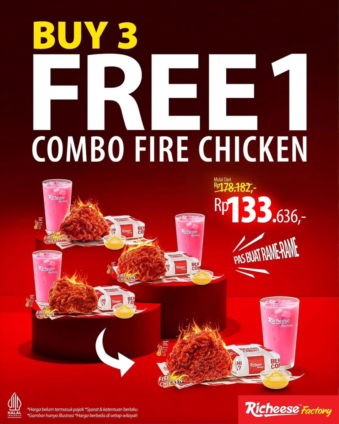Promo Richeese Beli 3 GRATIS 1 Combo Fire Chicken - Image 2