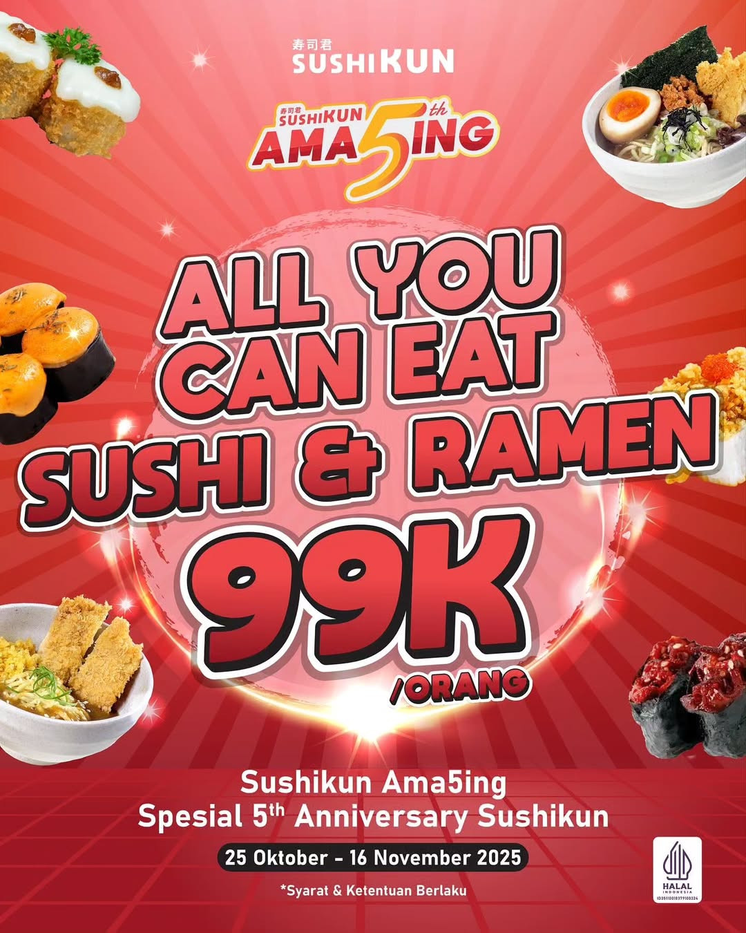 Promo Sushikun AYCE Sushi & Ramen Hanya Rp 99K - Image 2